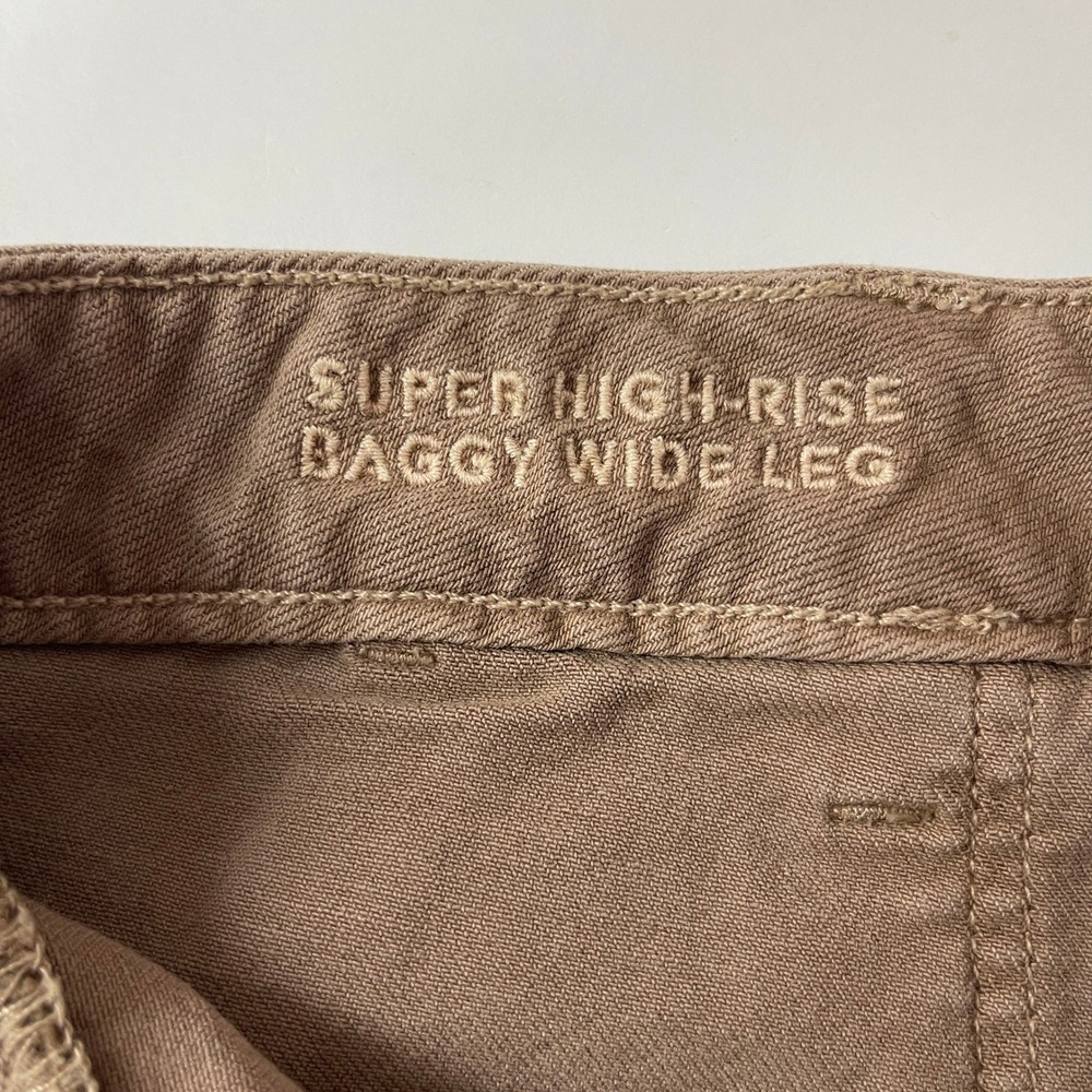 American Eagle Pants Womens 2 Brown Super High Rise Baggy Wide Leg Carpenter Y2K - Picture 3 of 8